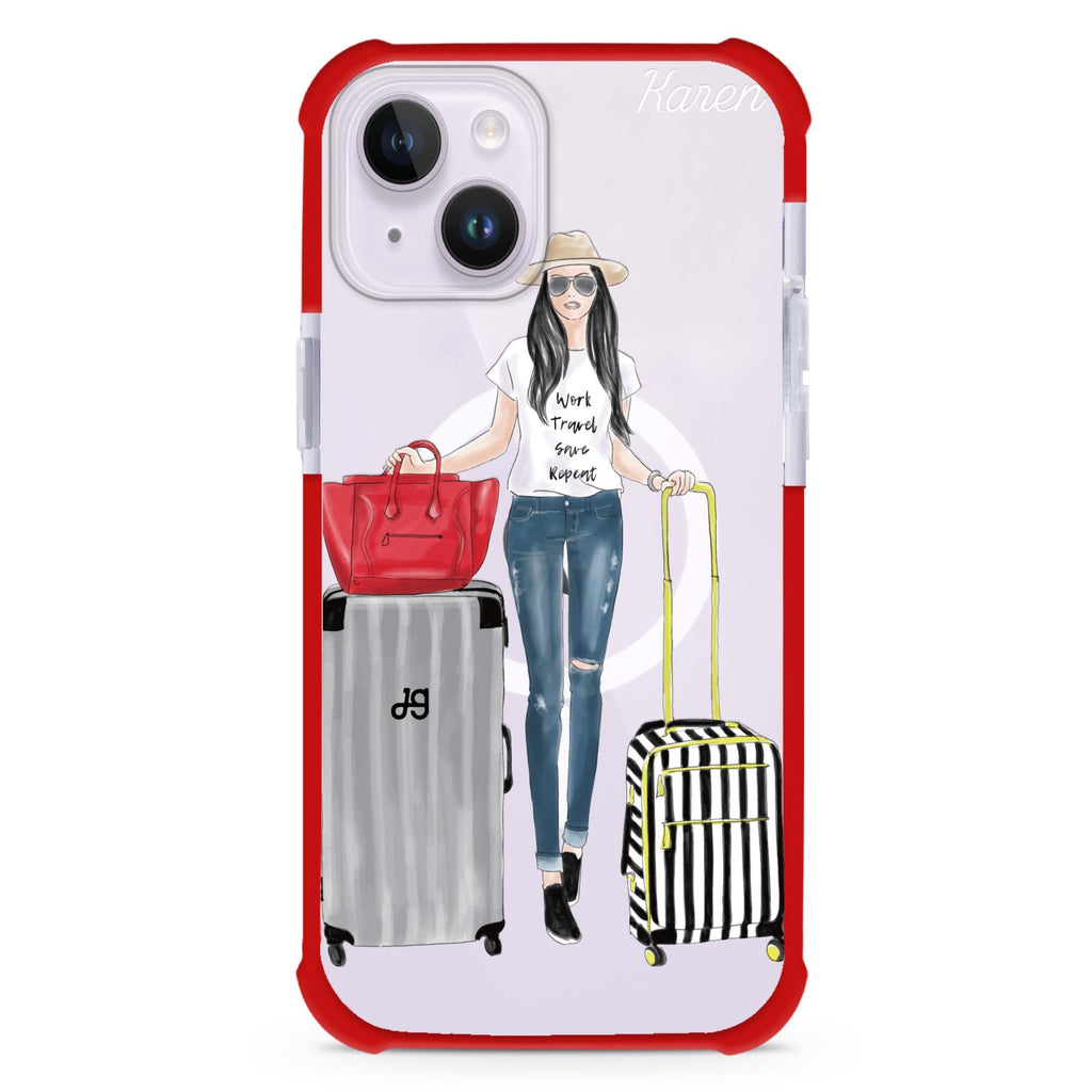 Travel girl I iPhone 15 Plus Magsafe 兼容超強防摔保護殼