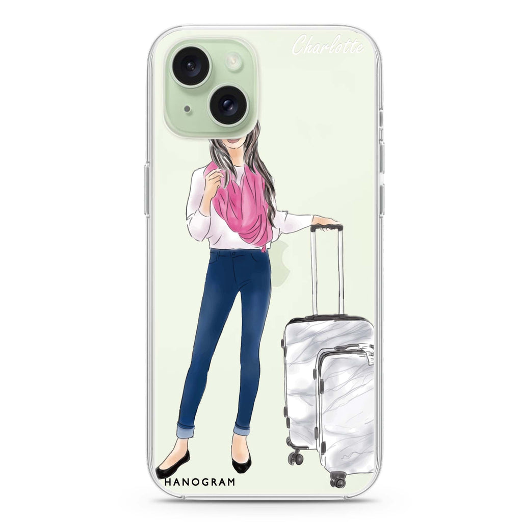 Travel girl II iPhone 15 plus 水晶透明保護殼