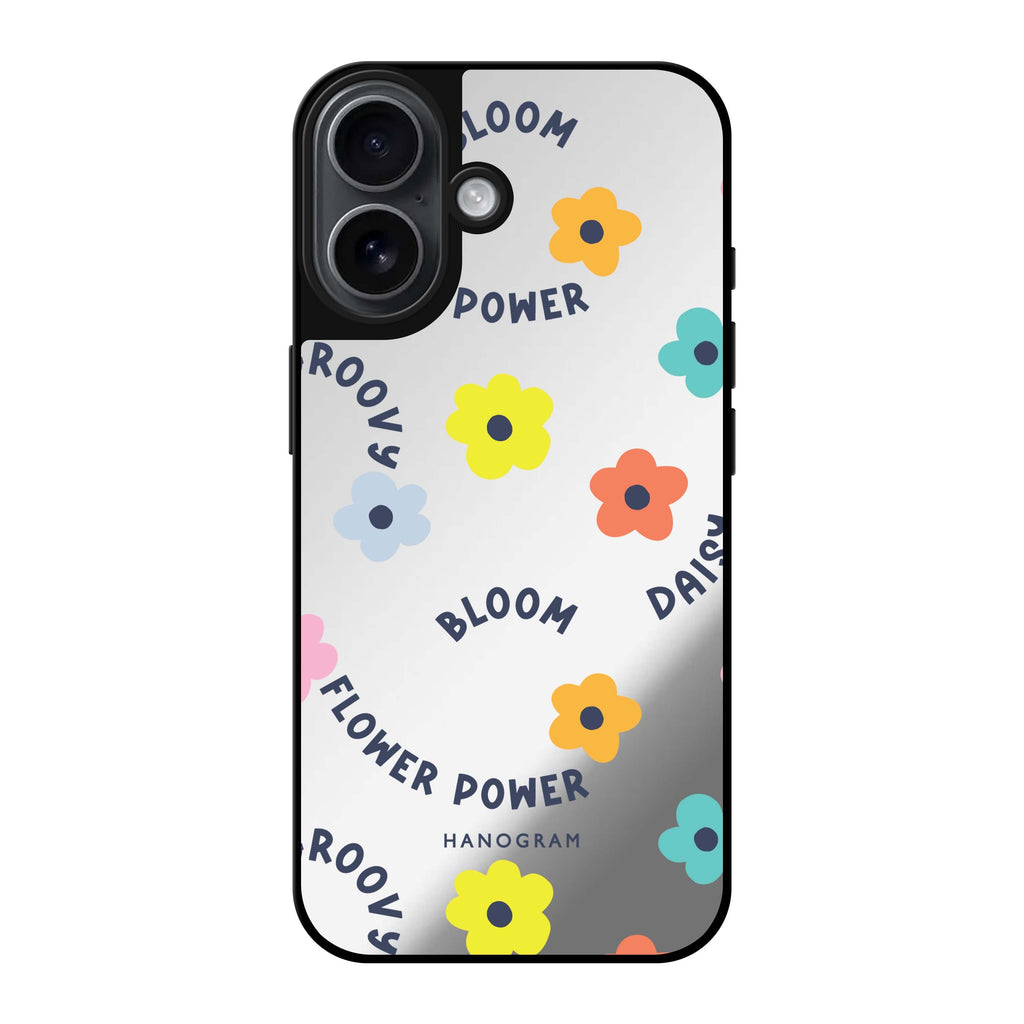 Reflective iPhone 16 Mirror Case –Flower Power Design