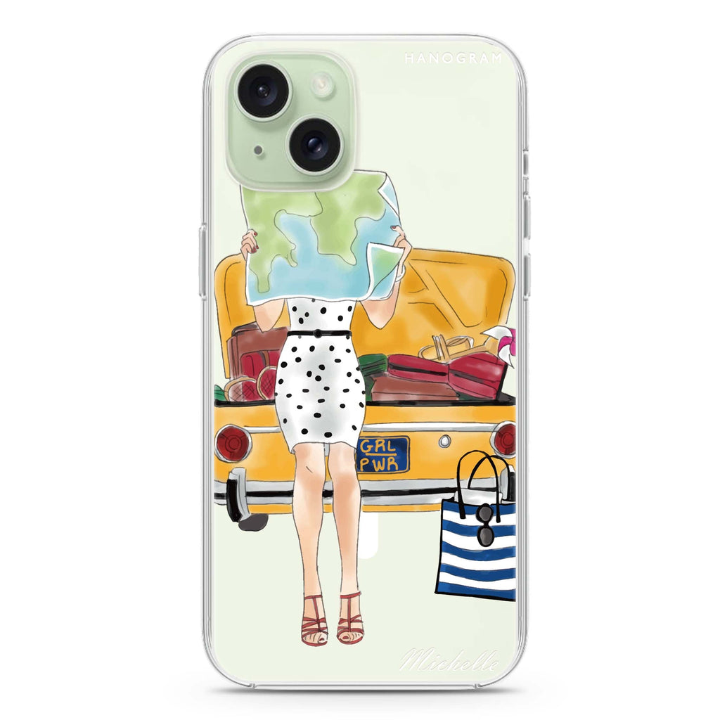 Travel girl III iPhone 15 Magsafe 兼容水晶透明保護殼