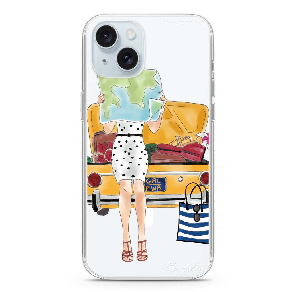 Travel girl III iPhone 15 Plus Magsafe 兼容水晶透明保護殼