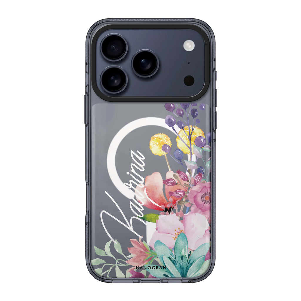 Precious Garden Florals iPhone 17 Pro Max MagSafe 水晶透明保護殼 花卉圖案設計 可自訂名字 圖1