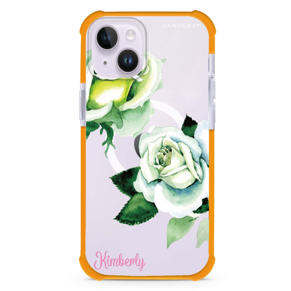 White Rose iPhone 15 Plus Magsafe 兼容超強防摔保護殼