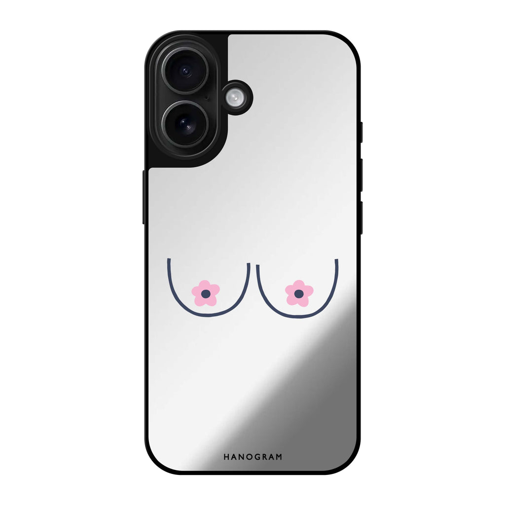 Reflective iPhone 16 Mirror Case –Floral Breast Design