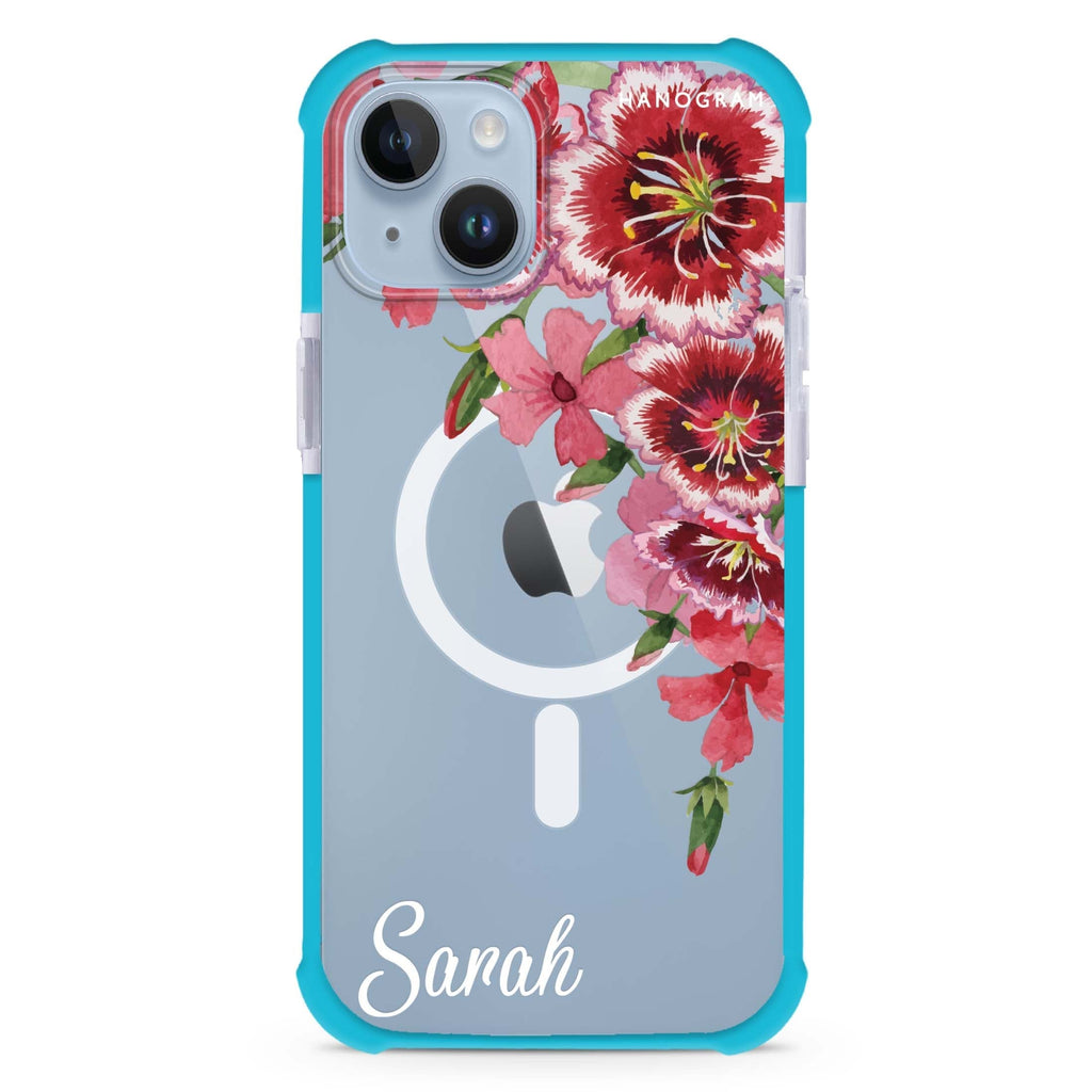 Red watercolour Floral iPhone 15 Plus Magsafe 兼容超強防摔保護殼