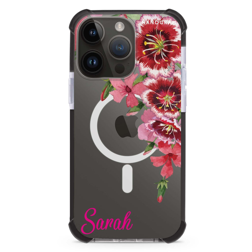 Red watercolour Floral iPhone Magsafe 兼容超強防摔保護殼