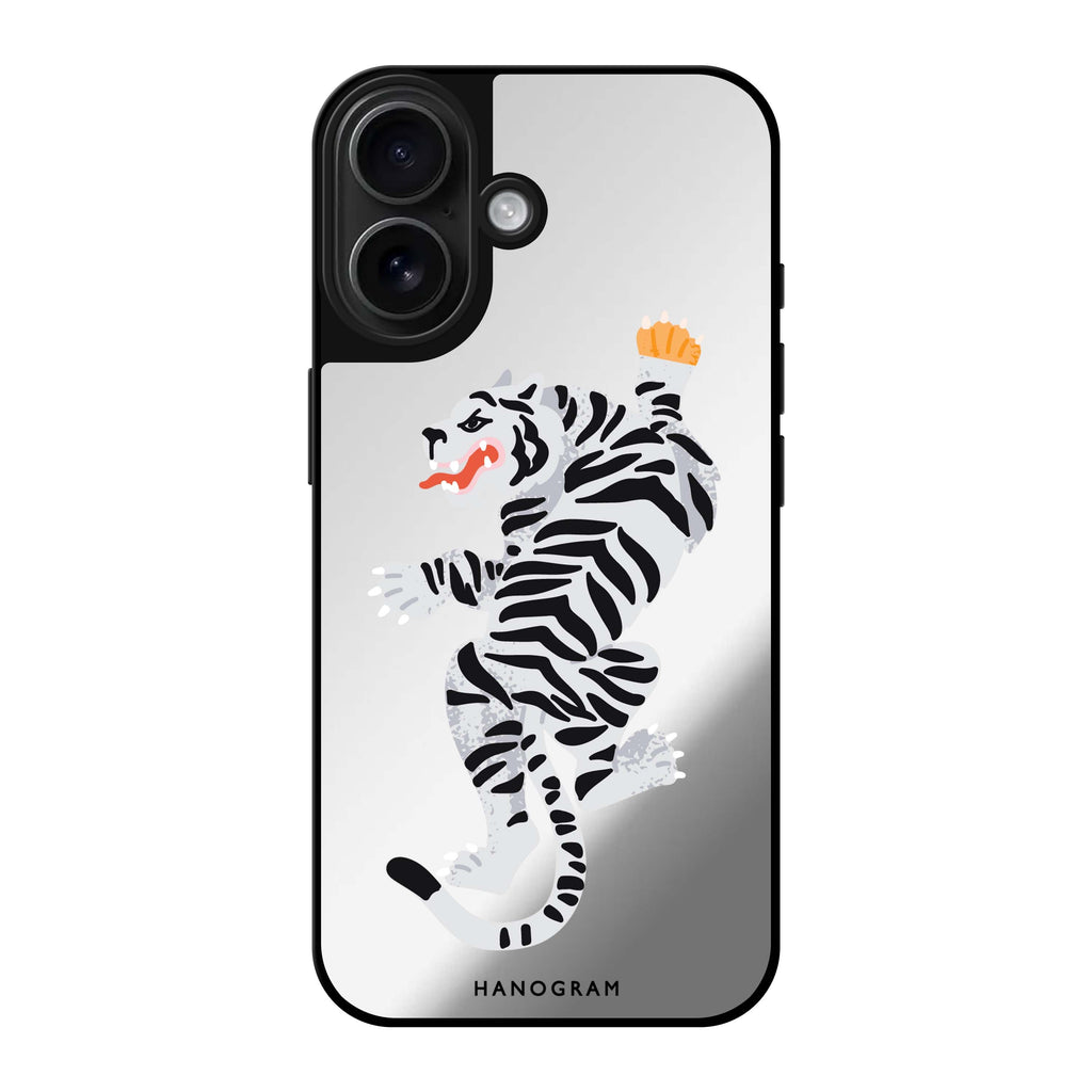 Reflective iPhone 16 Mirror Case –Tiger Design