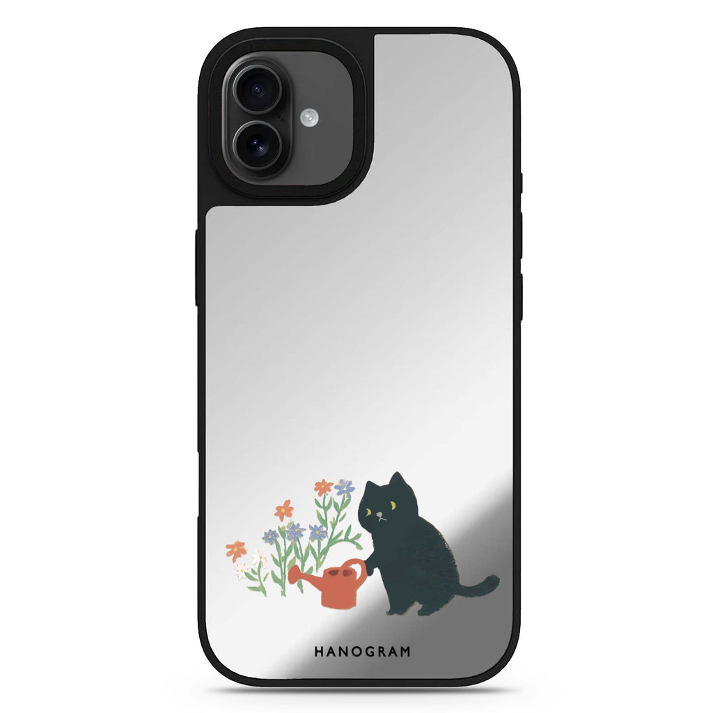 Purrfect Gardener iPhone 17 花卉鏡面手機殼 主圖設計