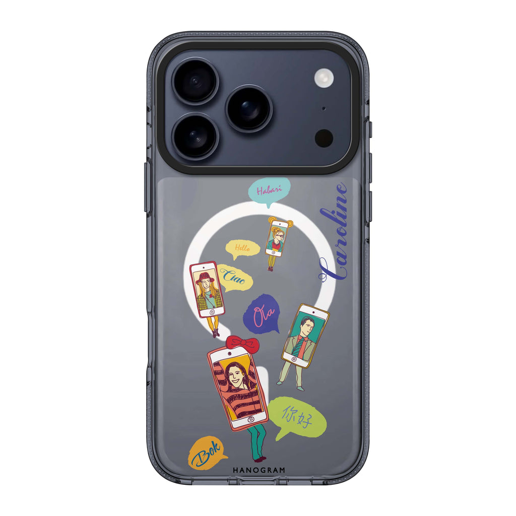 Phone Call iPhone 17 Pro Max MagSafe 水晶透明保護殼 插畫圖案設計 可自訂名字 圖1