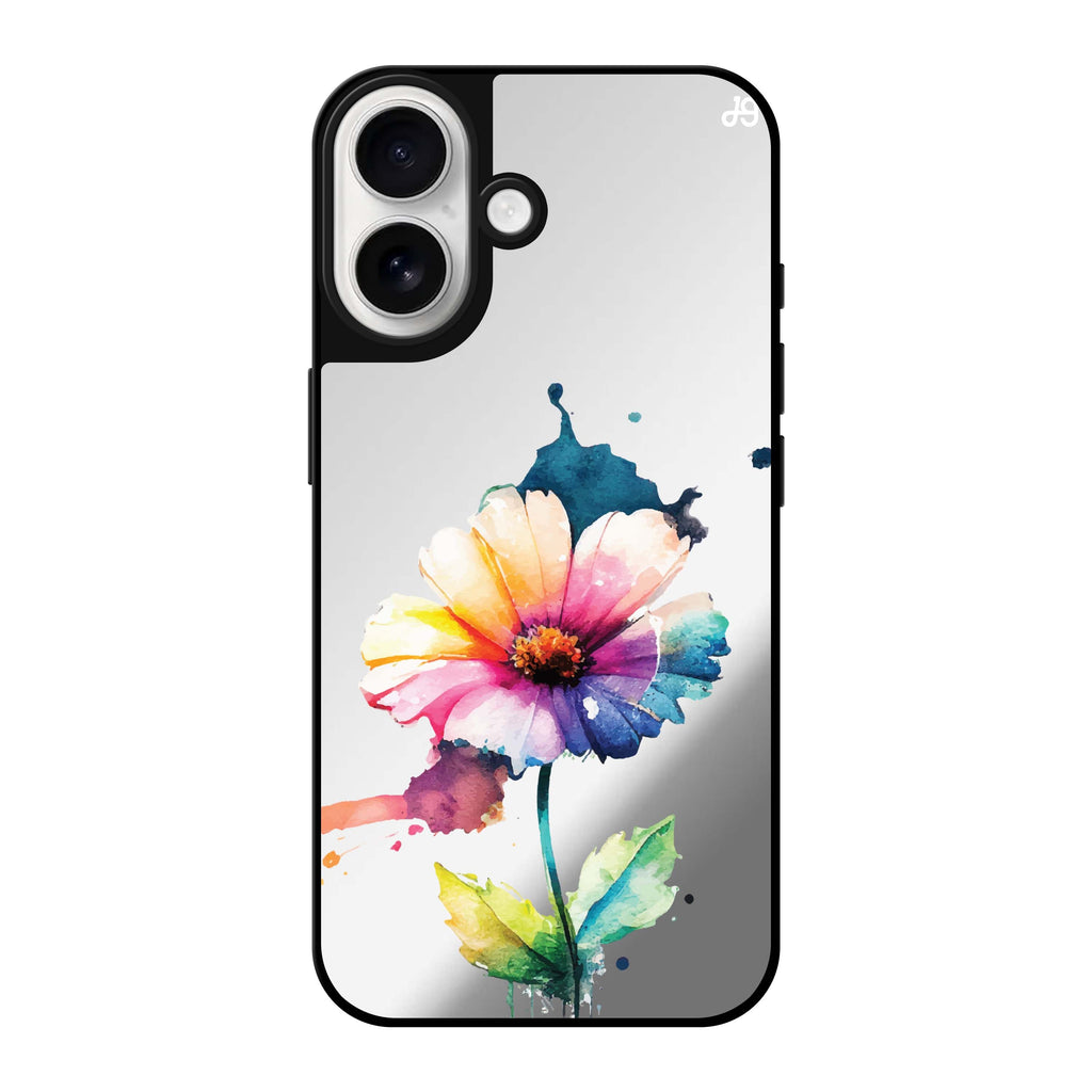 Reflective iPhone 16 Mirror Case –A Beautiful Flower Design