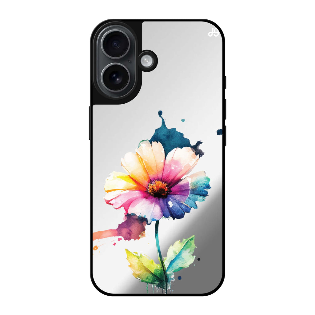 Reflective iPhone 16 Mirror Case –A Beautiful Flower Design