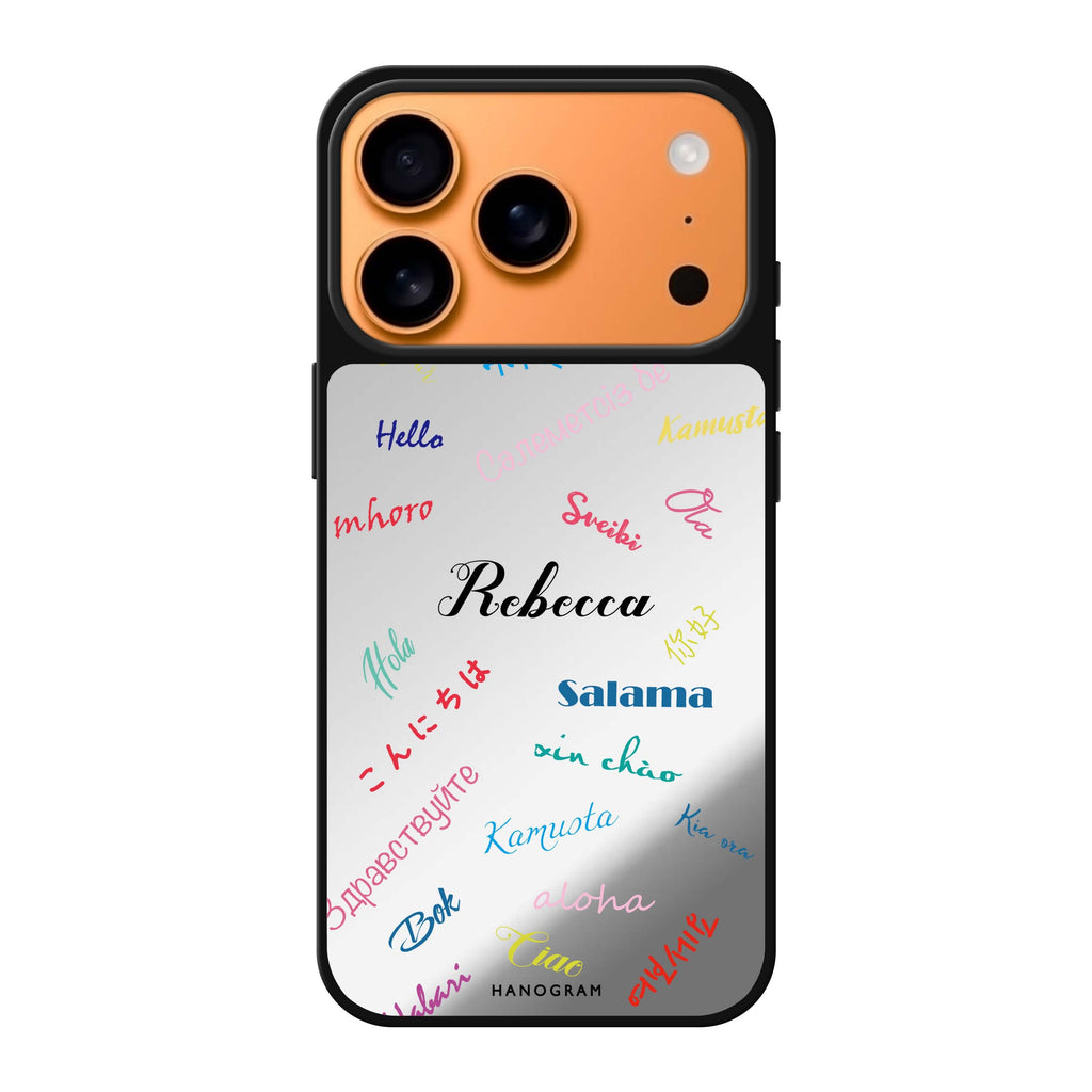 Hello Wrold 文字 iPhone 17 Pro Max 鏡面手機殼主圖