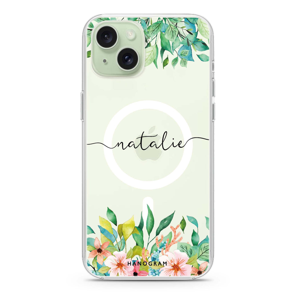 Floral Imagination iPhone 15 Magsafe 兼容水晶透明保護殼