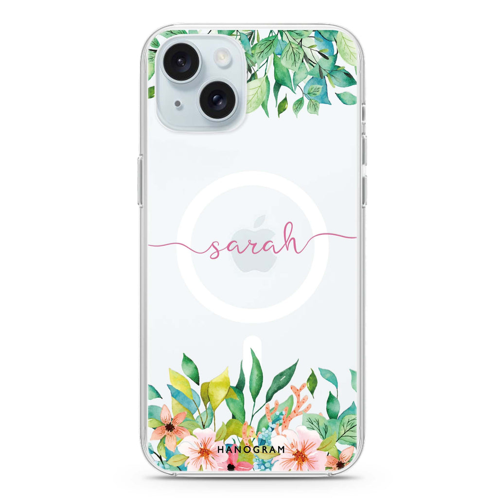 Floral Imagination iPhone 15 Plus Magsafe 兼容水晶透明保護殼