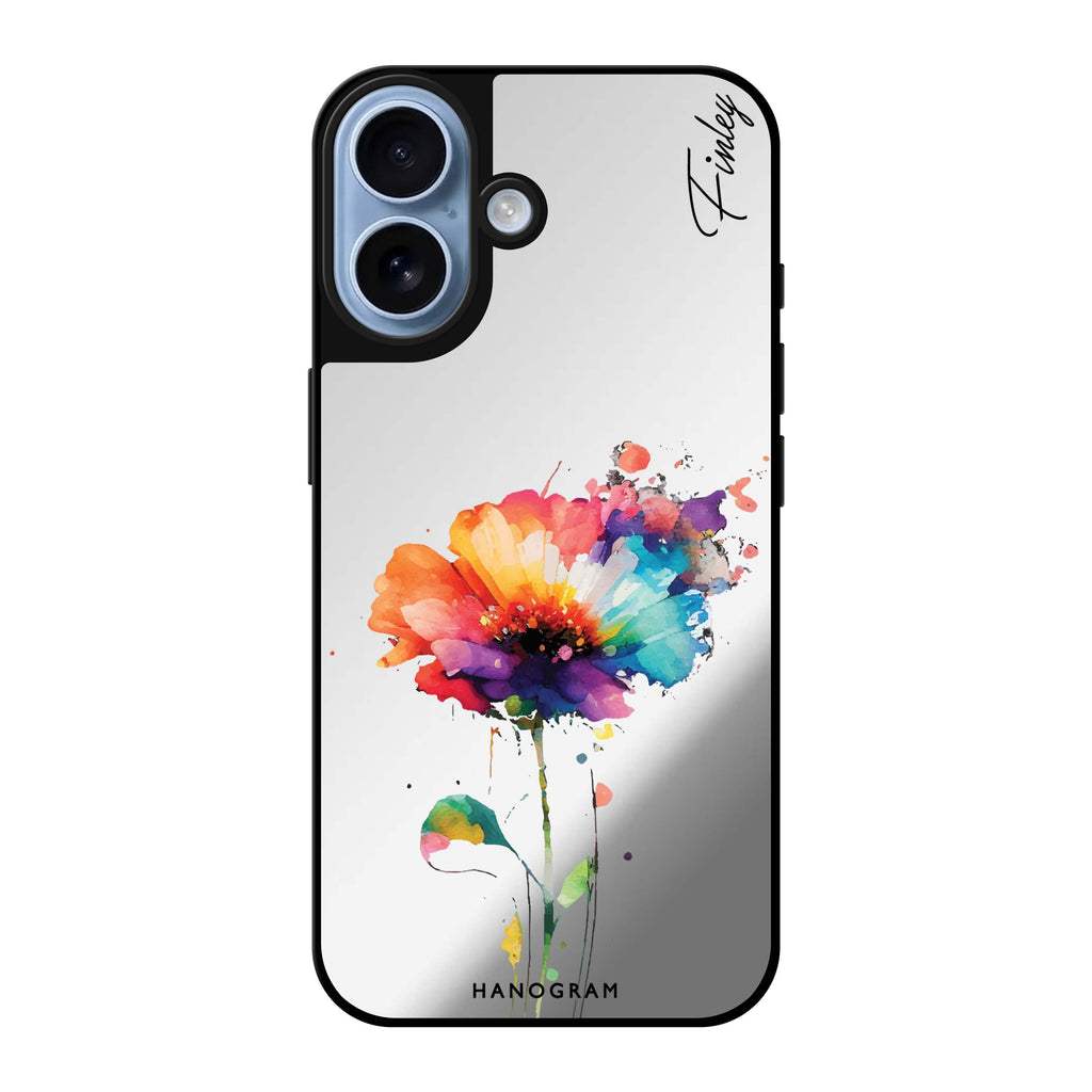 Reflective iPhone 16 Mirror Case –A Beautiful Watercolour Flower Design
