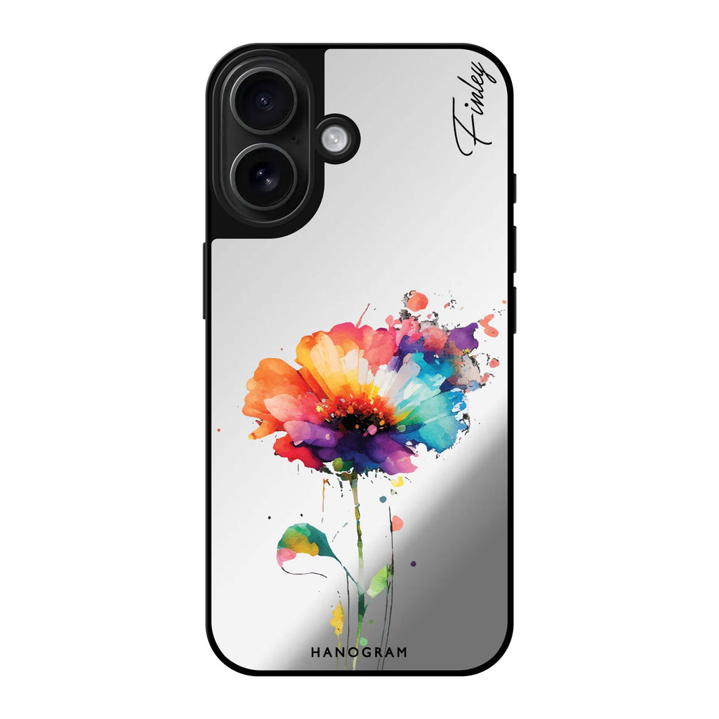 Reflective iPhone 16 Mirror Case –A Beautiful Watercolour Flower Design