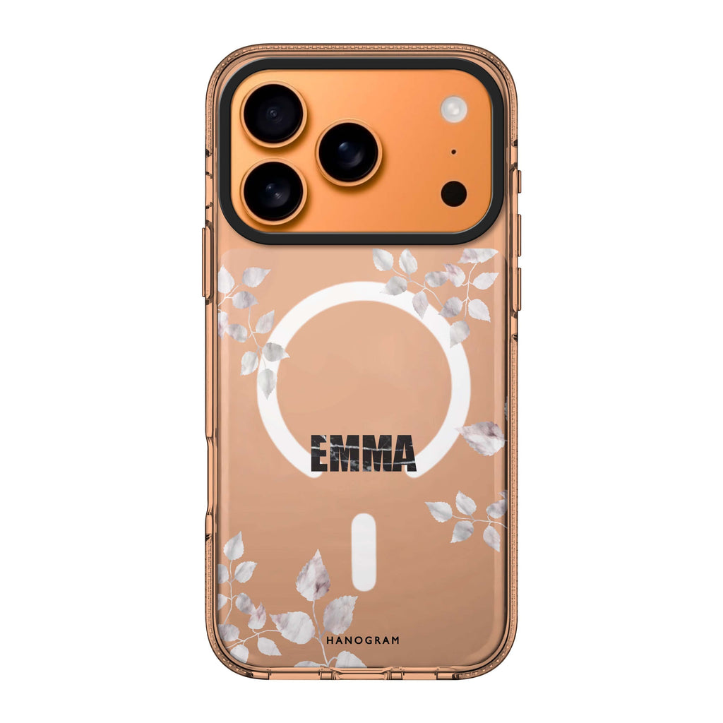 Life Simple Floral iPhone 17 Pro Max MagSafe 水晶透明保護殼 花卉圖案設計 可自訂名字 圖1
