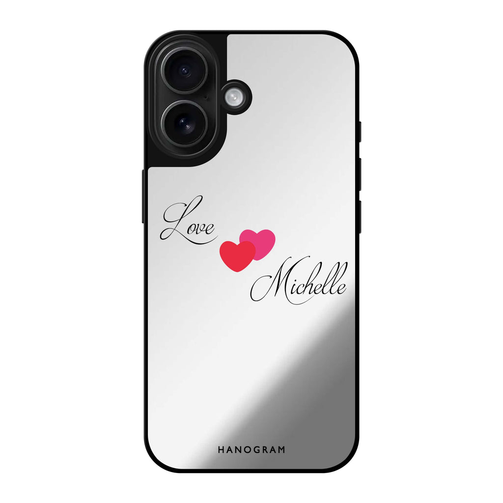 Reflective iPhone 16 Mirror Case –Sweet Heart Design