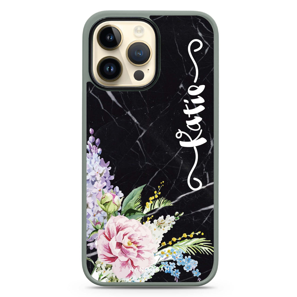 Floral & Black Marble 防衝擊保護殼
