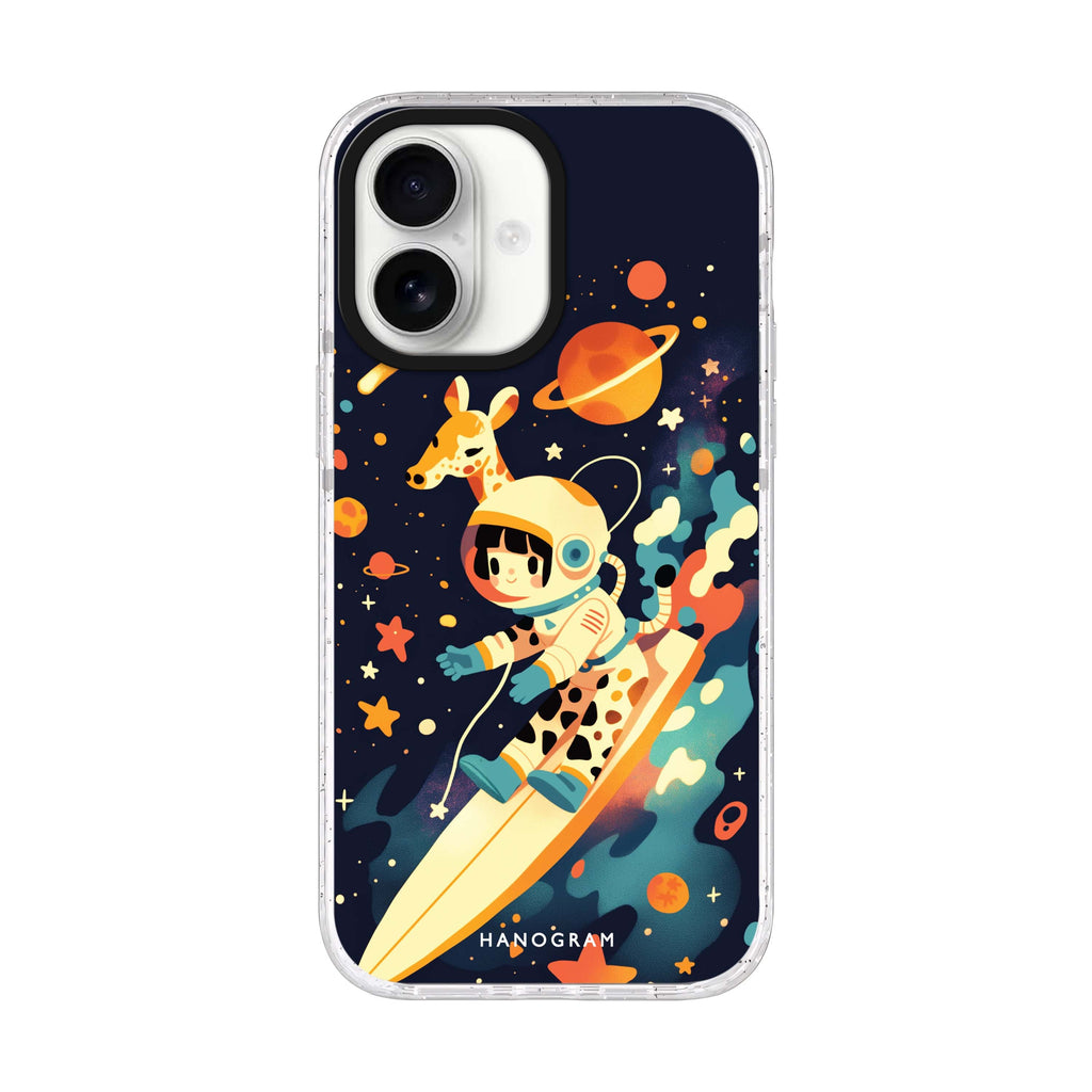Space Giraffe iPhone 17 水晶透明保護殼正面展示