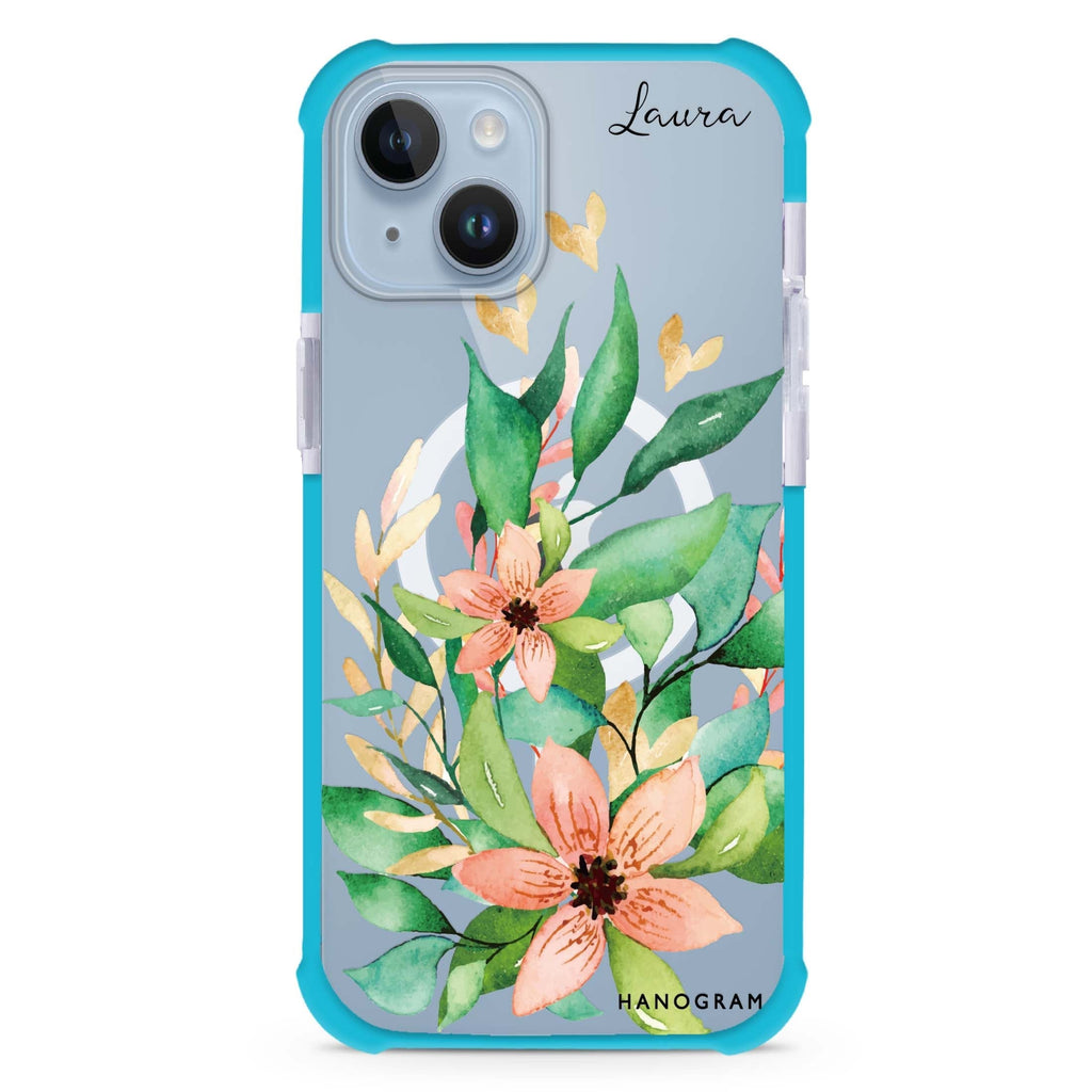 Floral Bloom iPhone 15 Plus Magsafe 兼容超強防摔保護殼