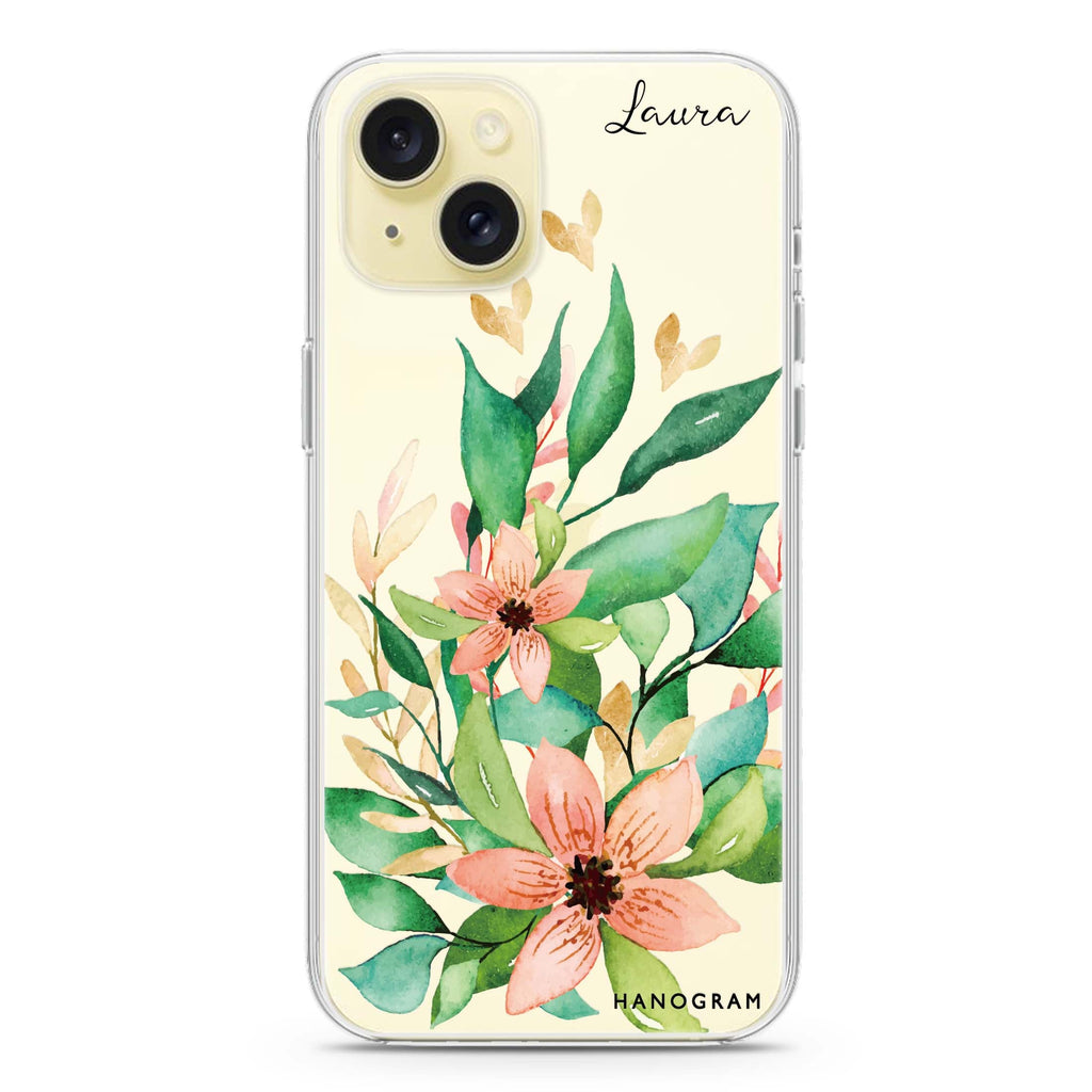 Floral Bloom iPhone 15 plus 水晶透明保護殼