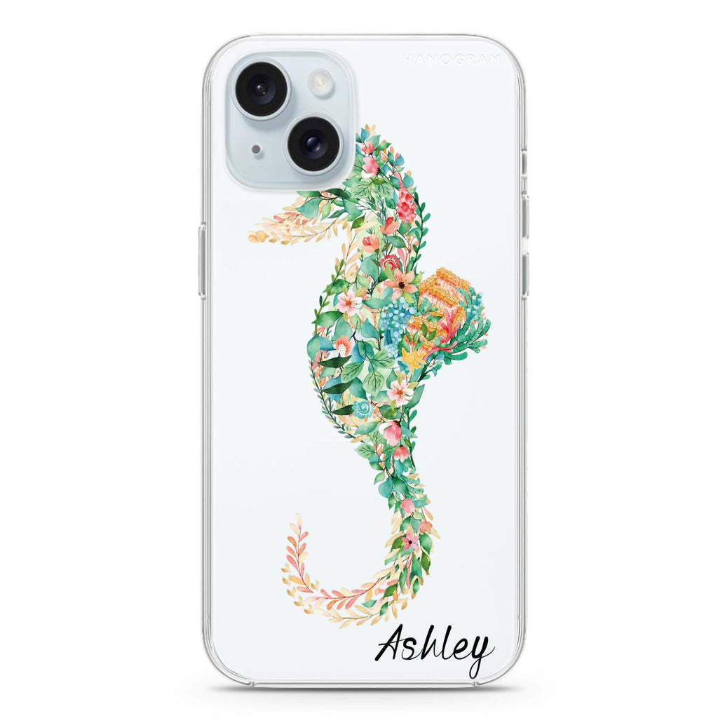 Floral Seahorse iPhone 15 plus 水晶透明保護殼