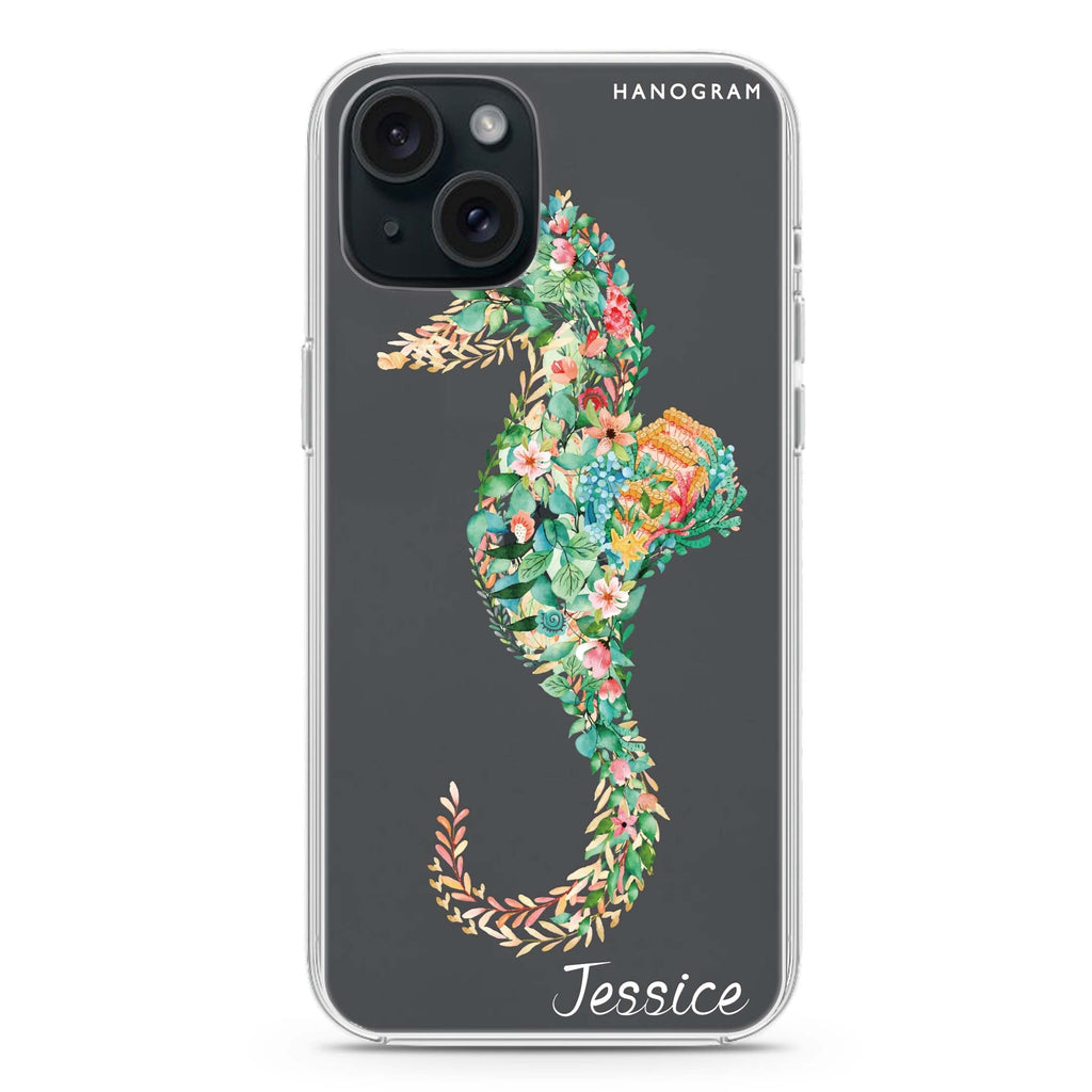 Floral Seahorse iPhone 15 水晶透明保護殼