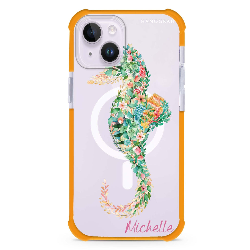 Floral Seahorse iPhone 15 Plus Magsafe 兼容超強防摔保護殼