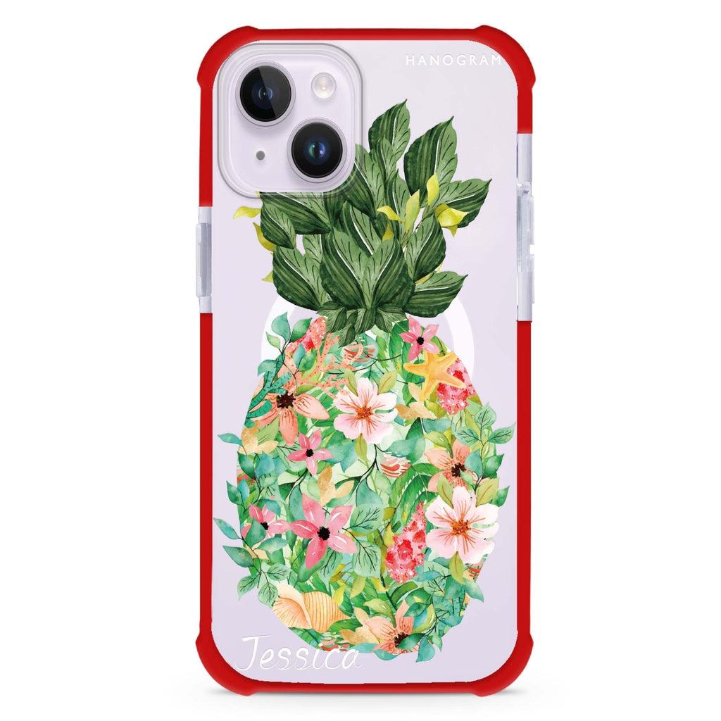 Floral Pineapple iPhone 15 Plus Magsafe 兼容超強防摔保護殼