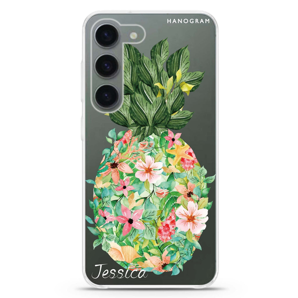 Floral Pineapple Samsung Galaxy 水晶透明保護殼
