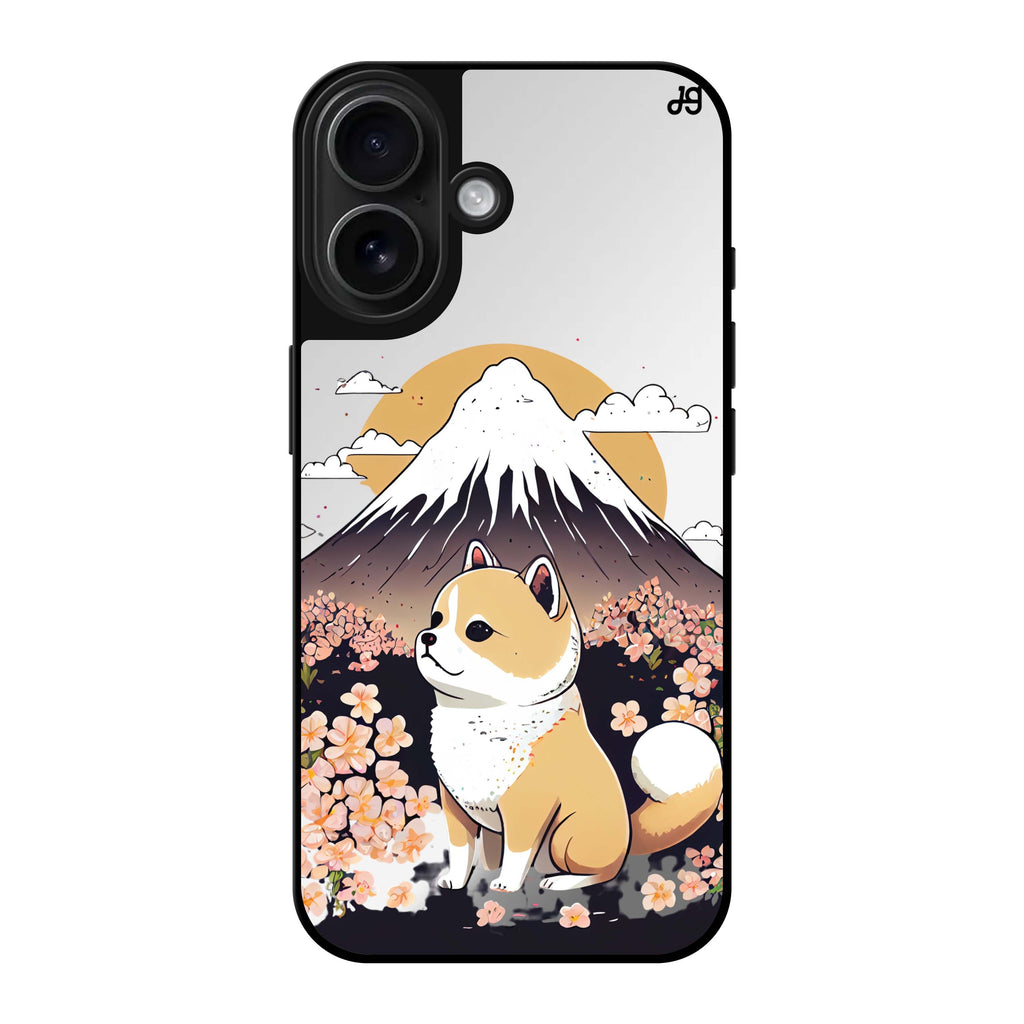 Reflective iPhone 16 Mirror Case –Shiba Inu & Japan Design