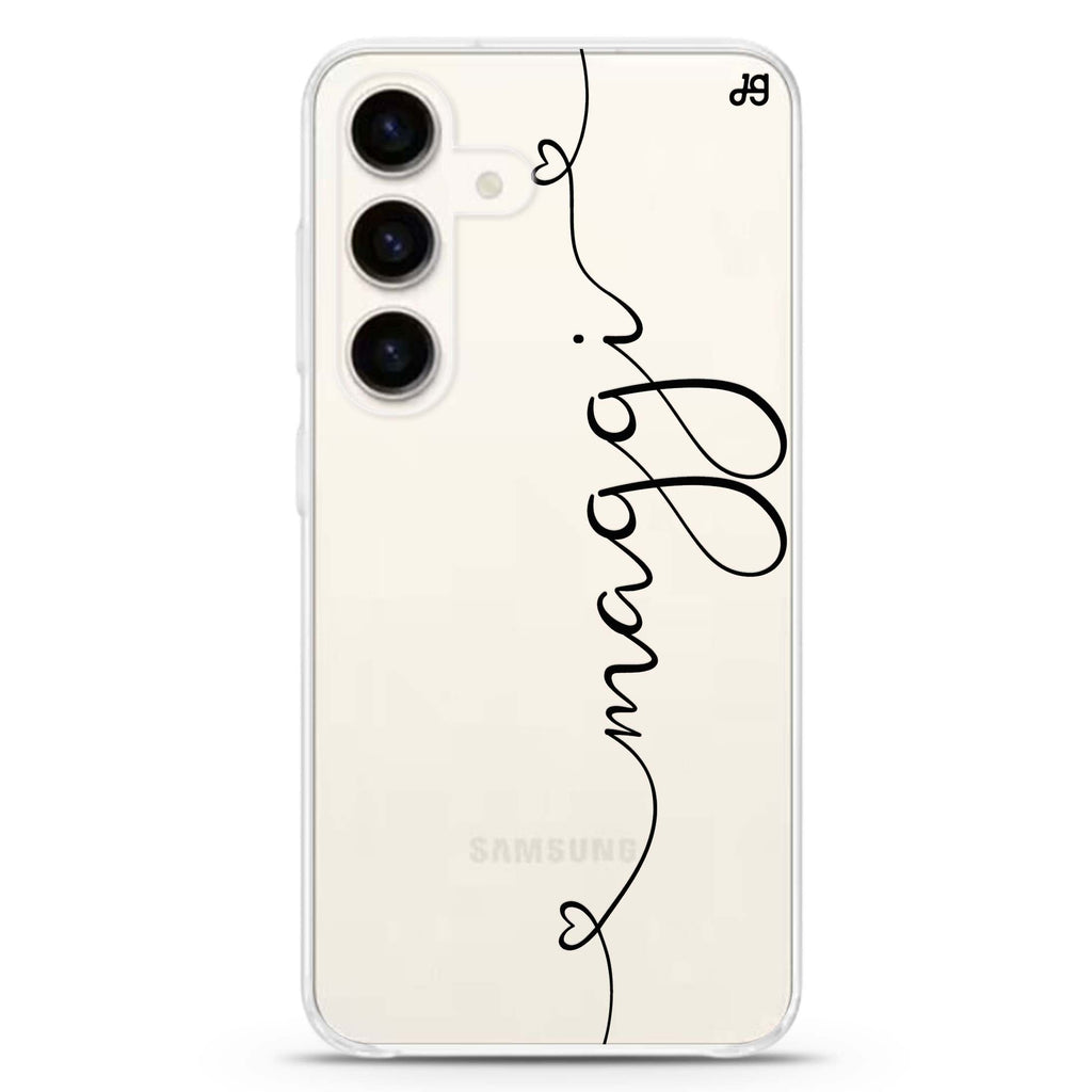 Loving Heart I Samsung Galaxy S26/S25/S24 可加名字水晶透明保護殼正面展示