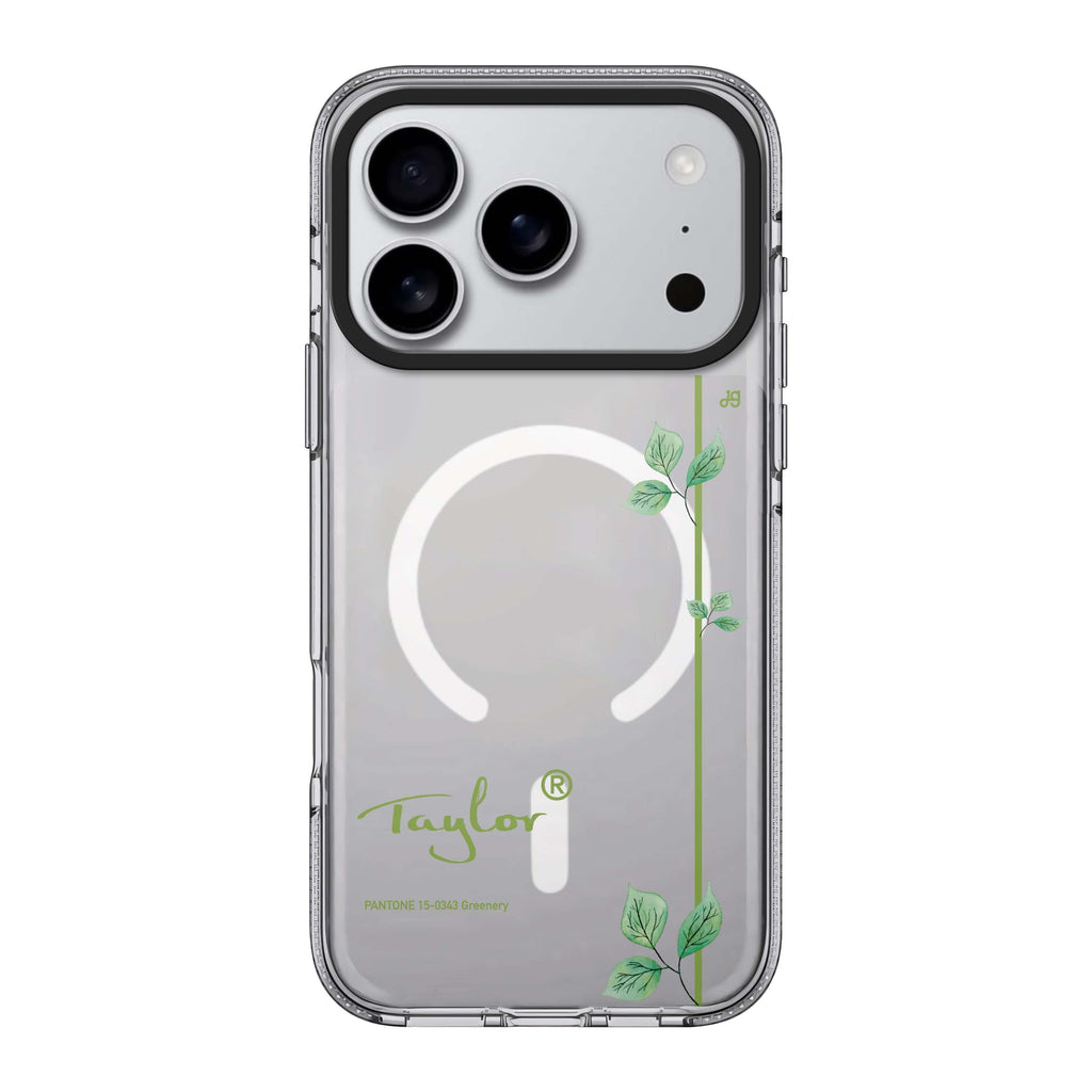 Greenery II iPhone 17 Pro Max MagSafe 水晶透明保護殼 自然風格設計 可自訂名字 圖1