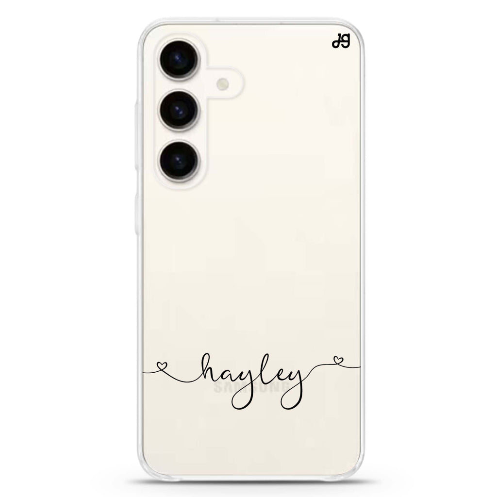 Loving Heart II Samsung Galaxy S26/S25/S24 可加名字水晶透明保護殼正面展示