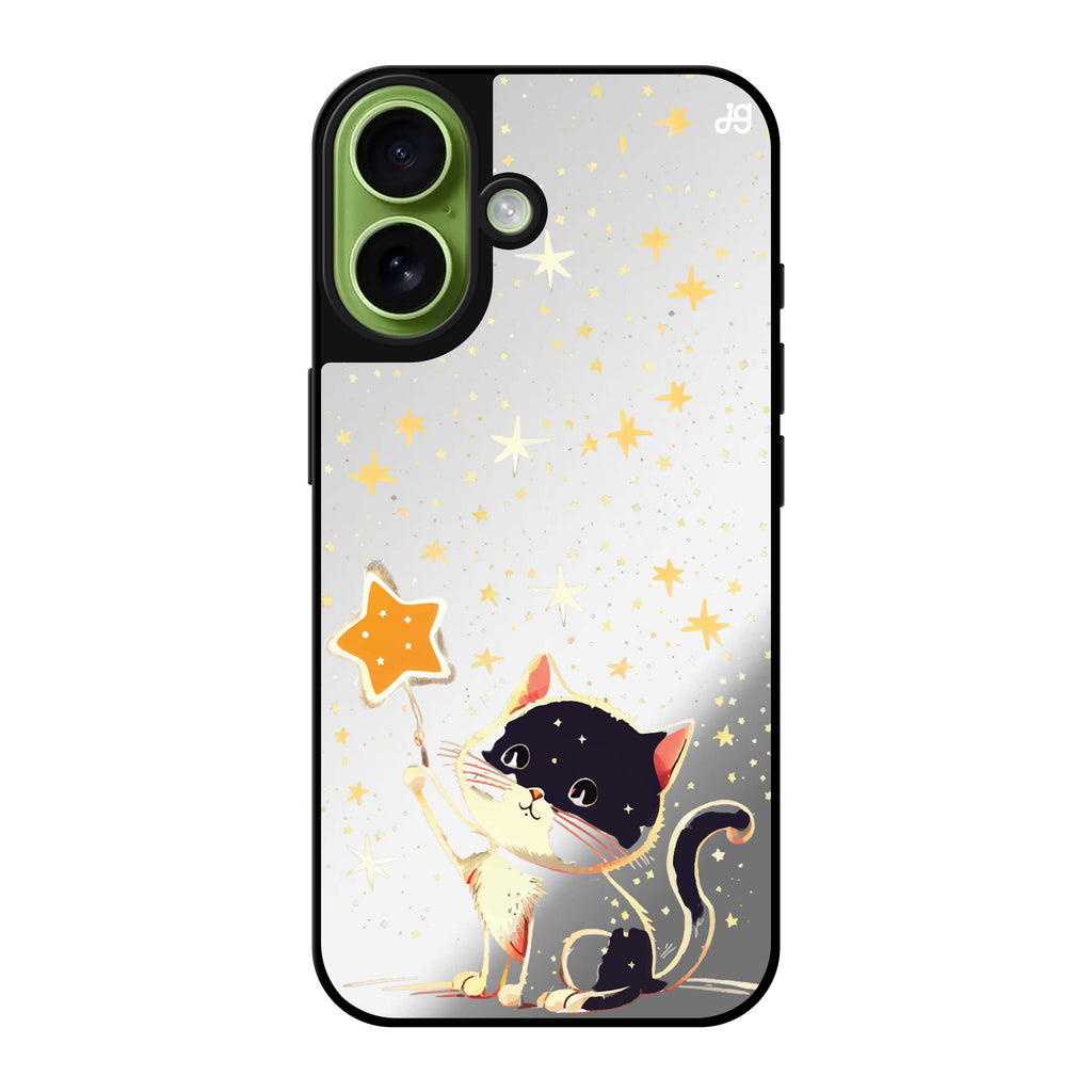 Reflective iPhone 16 Mirror Case –Cat & Star Design