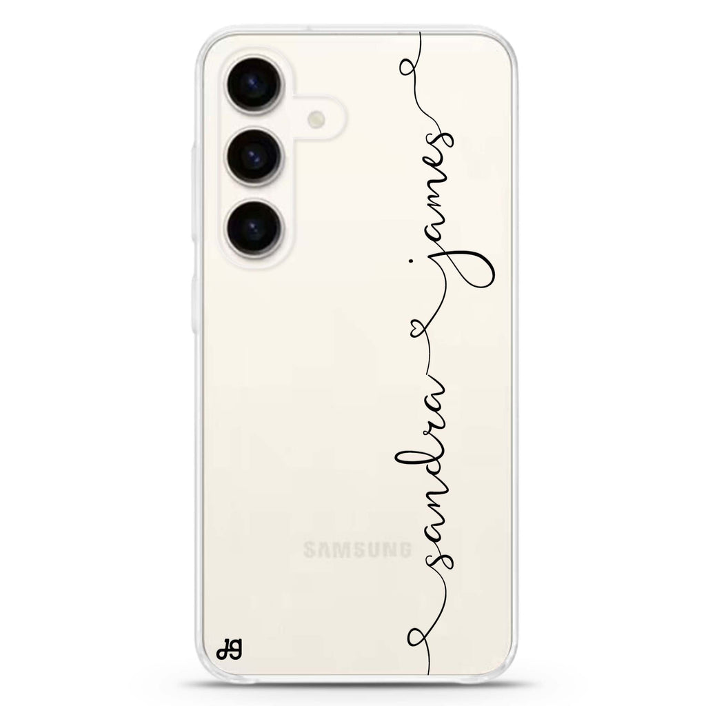 Love with Heart Samsung Galaxy S26/S25/S24 可加名字水晶透明保護殼正面展示