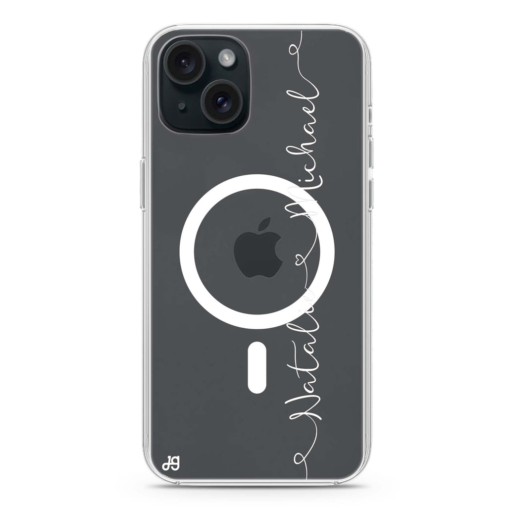 Love with Heart iPhone 15 Plus Magsafe 兼容水晶透明保護殼