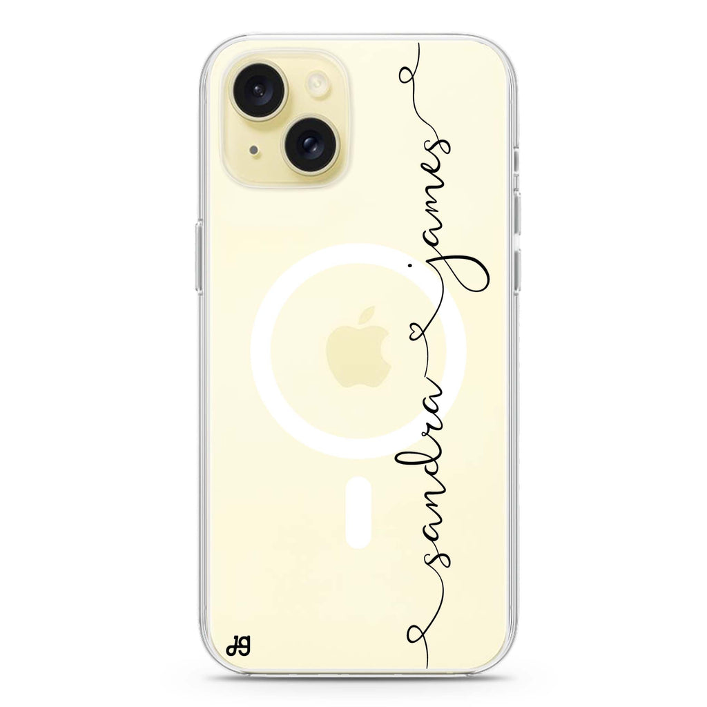 Love with Heart iPhone 15 Magsafe 兼容水晶透明保護殼