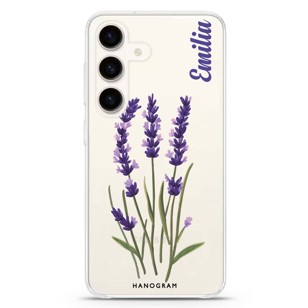 Lavender Palette Samsung Galaxy S26/S25/S24 可加名字水晶透明保護殼正面展示