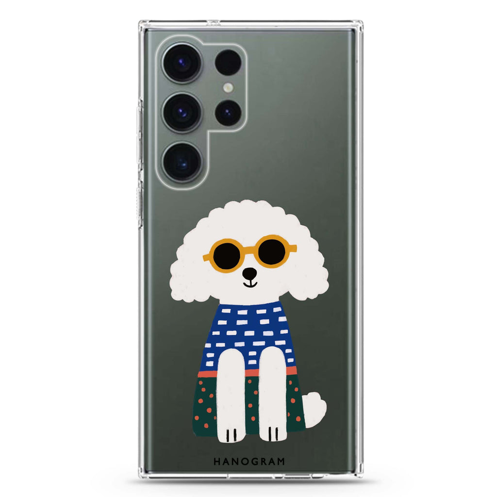 Poodle Peace Vibes Samsung Galaxy Ultra 透明保護殼，適用 S26/S25/S24/S23 Ultra，圖1