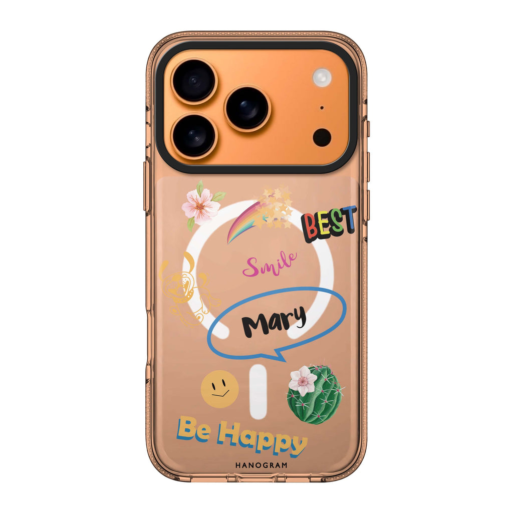 Positive Sticker iPhone 17 Pro Max MagSafe 水晶透明保護殼 插畫圖案設計 可自訂名字 圖1