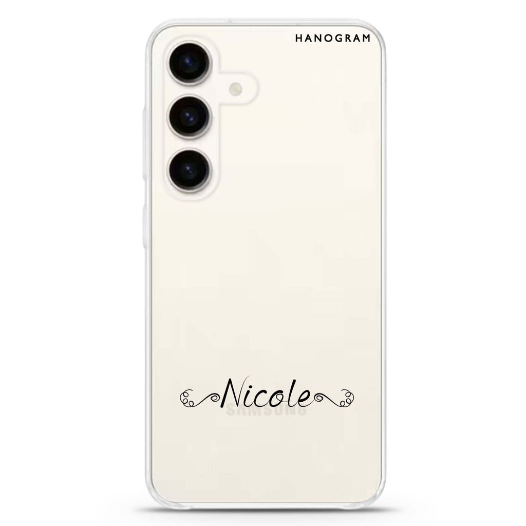 Motto Samsung Galaxy S26/S25/S24 可加名字水晶透明保護殼正面展示