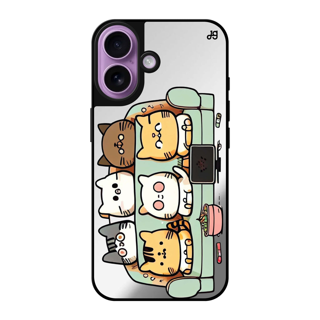 Reflective iPhone 16 Mirror Case –TV Cats Design