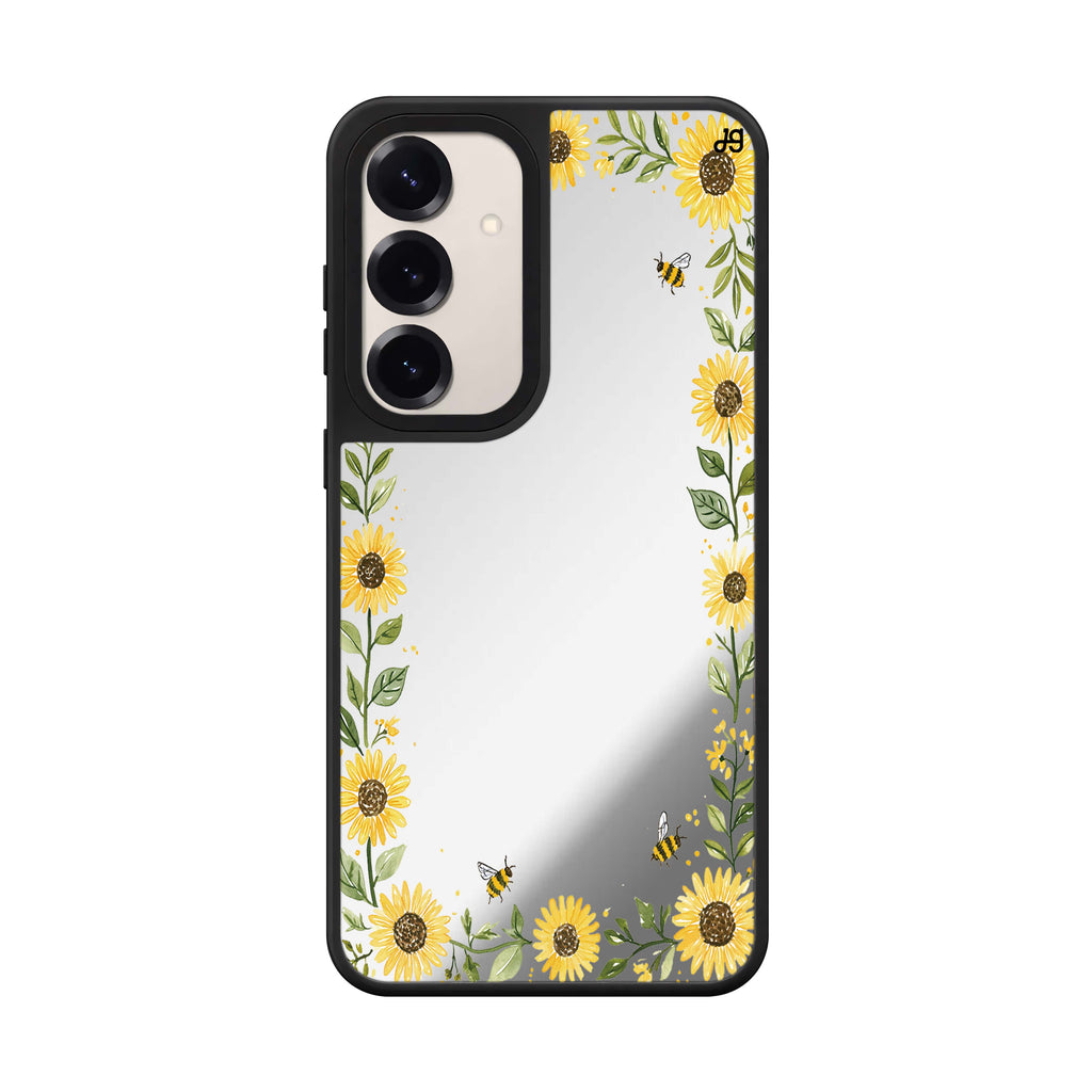 Honeybee Sunflower Border 鏡面手機殼