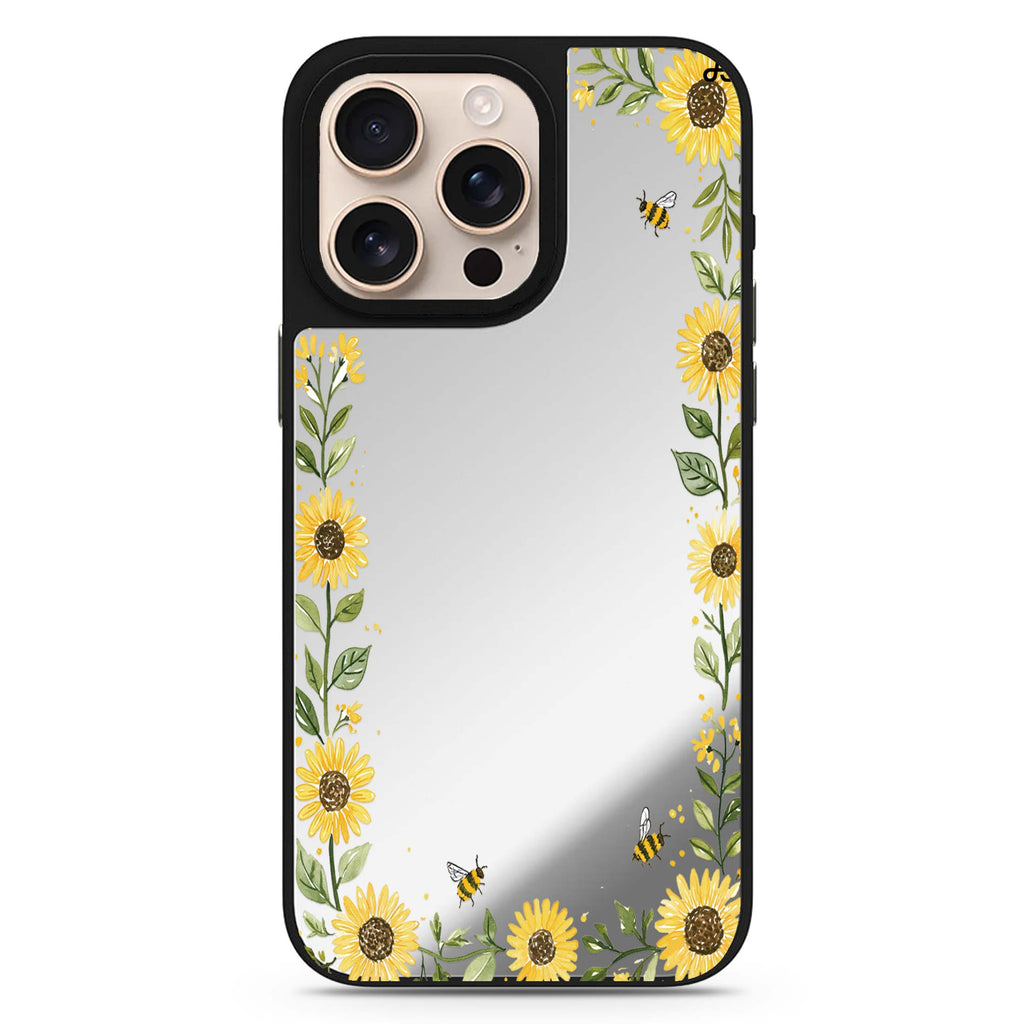Honeybee Sunflower Border 鏡面手機殼