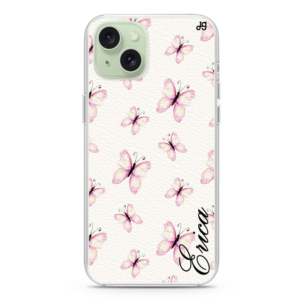 Vintage Butterfly iPhone 15 Magsafe 兼容水晶透明保護殼