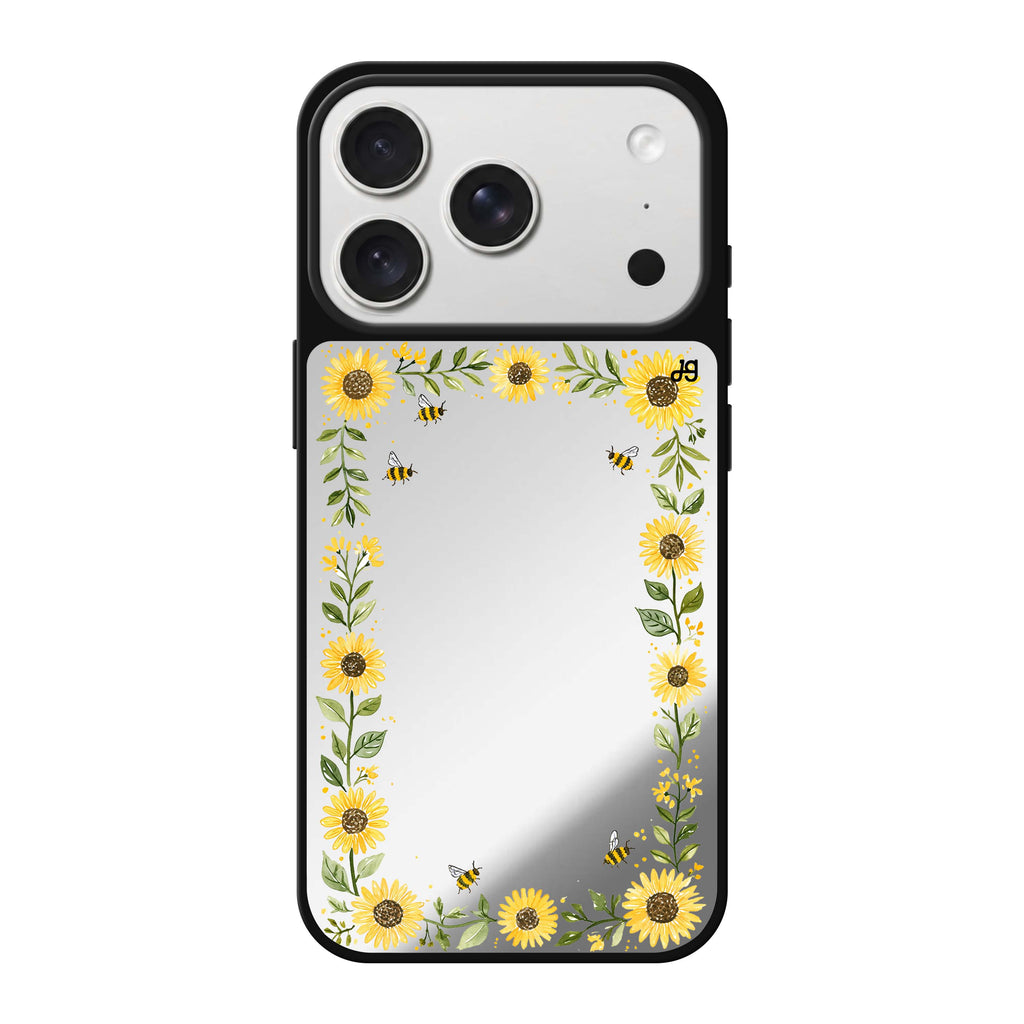 Honeybee Sunflower Border 鏡面手機殼
