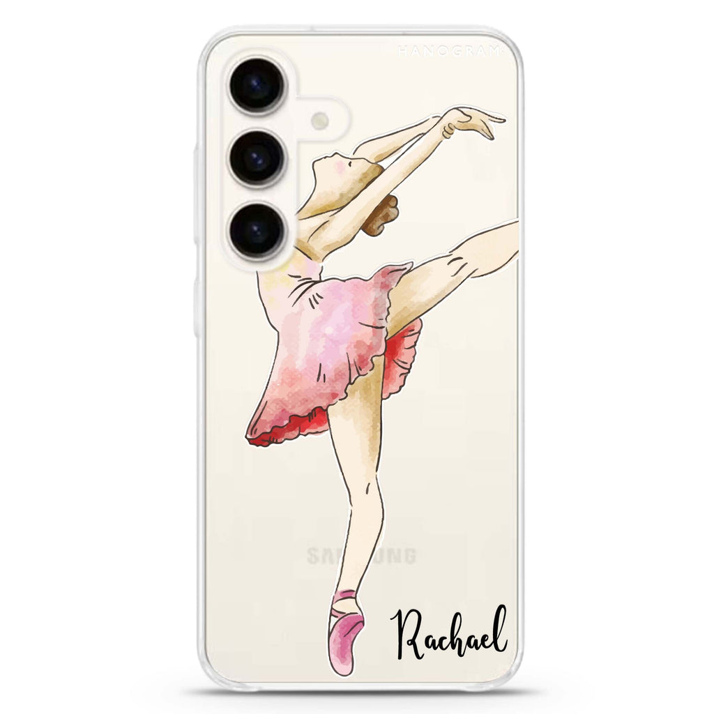 Ballet Girl Samsung Galaxy S26/S25/S24 可加名字水晶透明保護殼正面展示