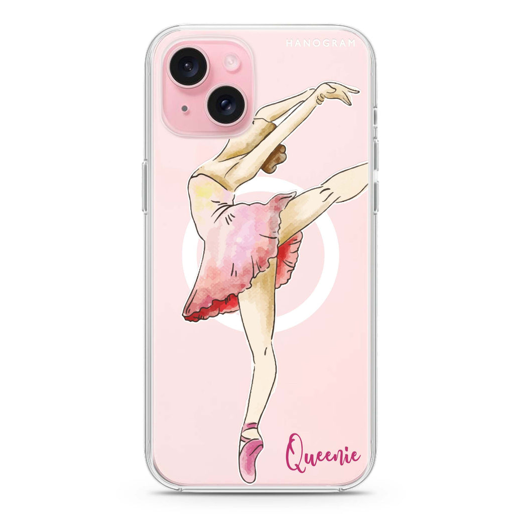 Ballet Girl iPhone 15 Plus Magsafe 兼容水晶透明保護殼